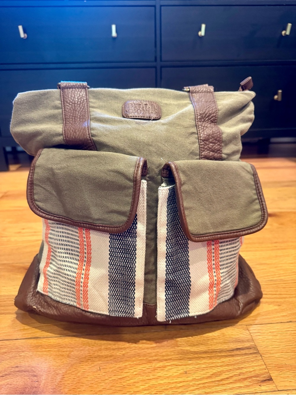 Vintage Billabong Canvas and Leather Tote Bag